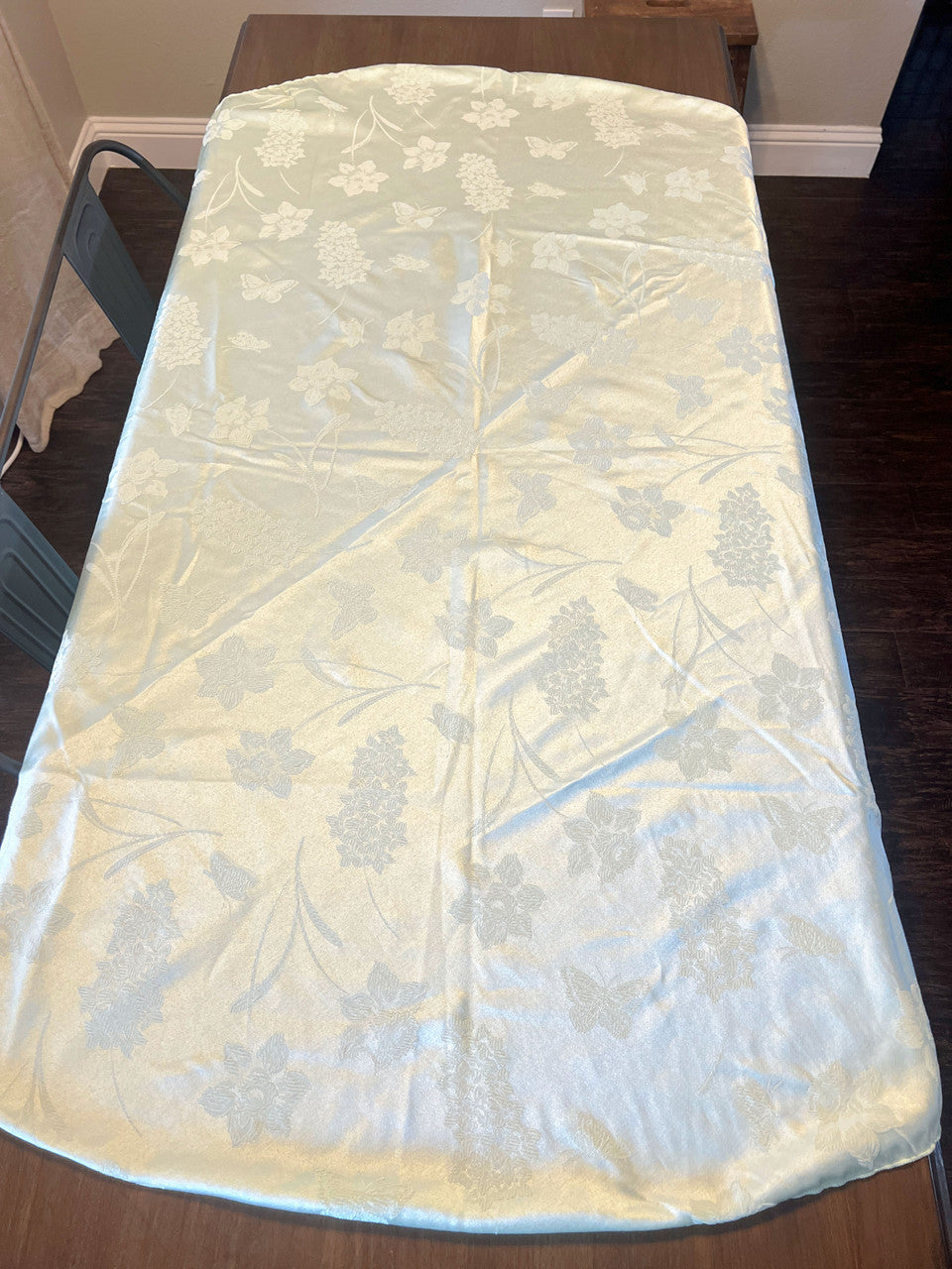 Damask Floral Butterfly Round Tablecloth Reversible Rayon Blend 66in