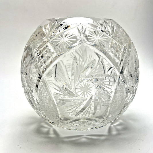 Large Rose Bowl Hand-Cut Crystal Pinwheel Design