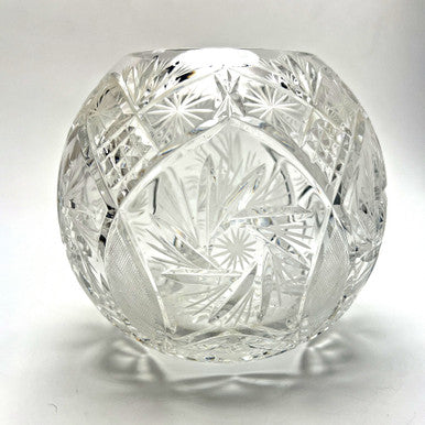 Large Rose Bowl Hand-Cut Crystal Pinwheel Design