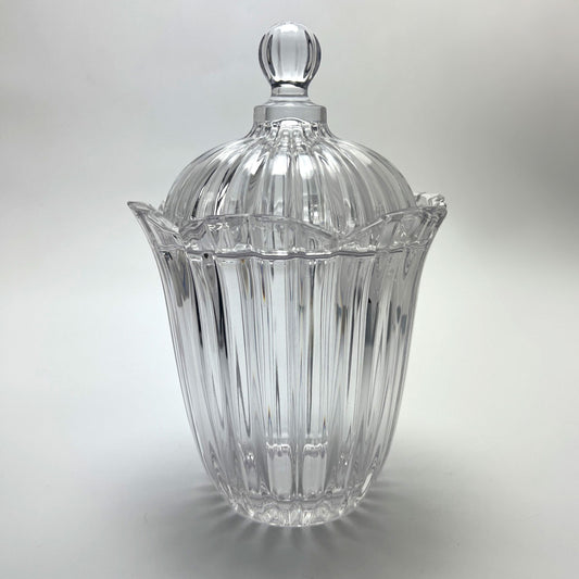 Vintage Glass Candy Biscuit Jar with Lid