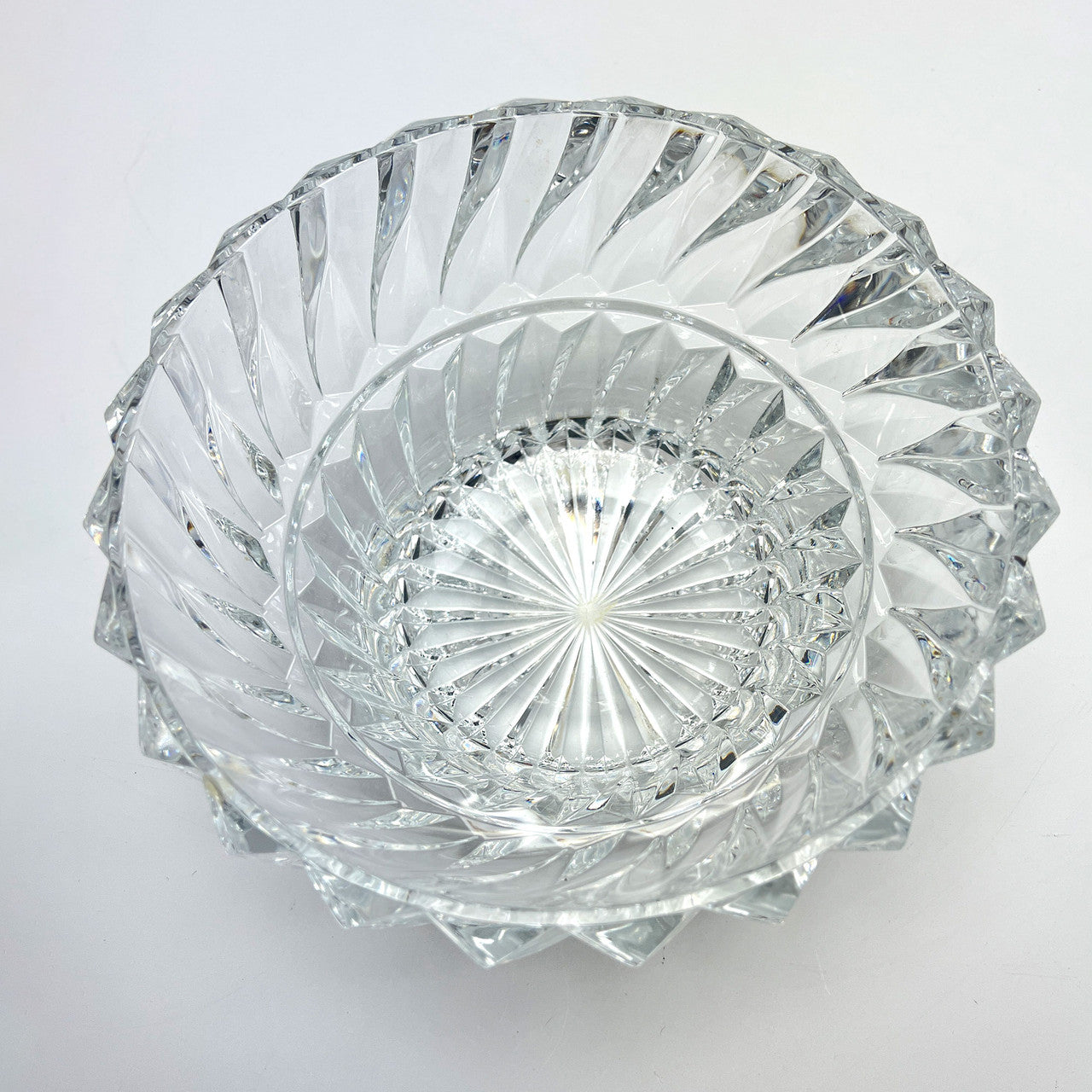 Vintage Mikasa Round Rainier Crystal Bowl Swirl Pattern