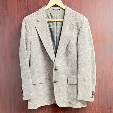 Vintage Cricketeer Men’s 38R Tweed Wool Sport Coat Brown Gray Herringbone