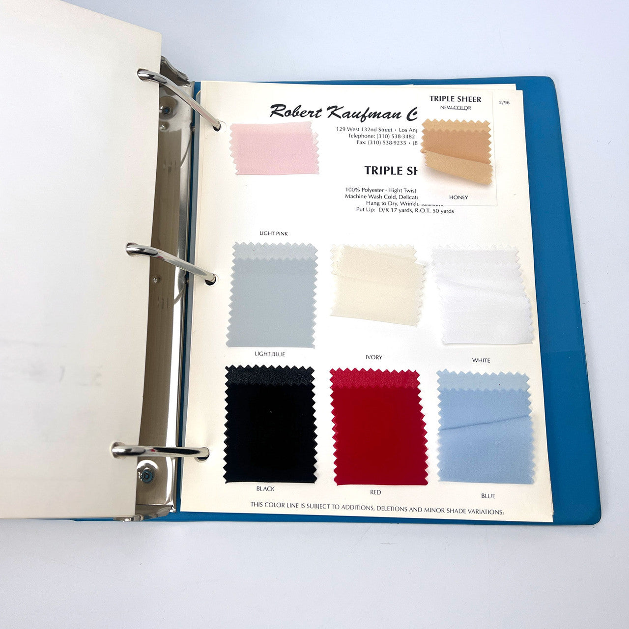 Robert Kaufman Fabric Swatch Sample Binder 1996 Sewing Ephemera