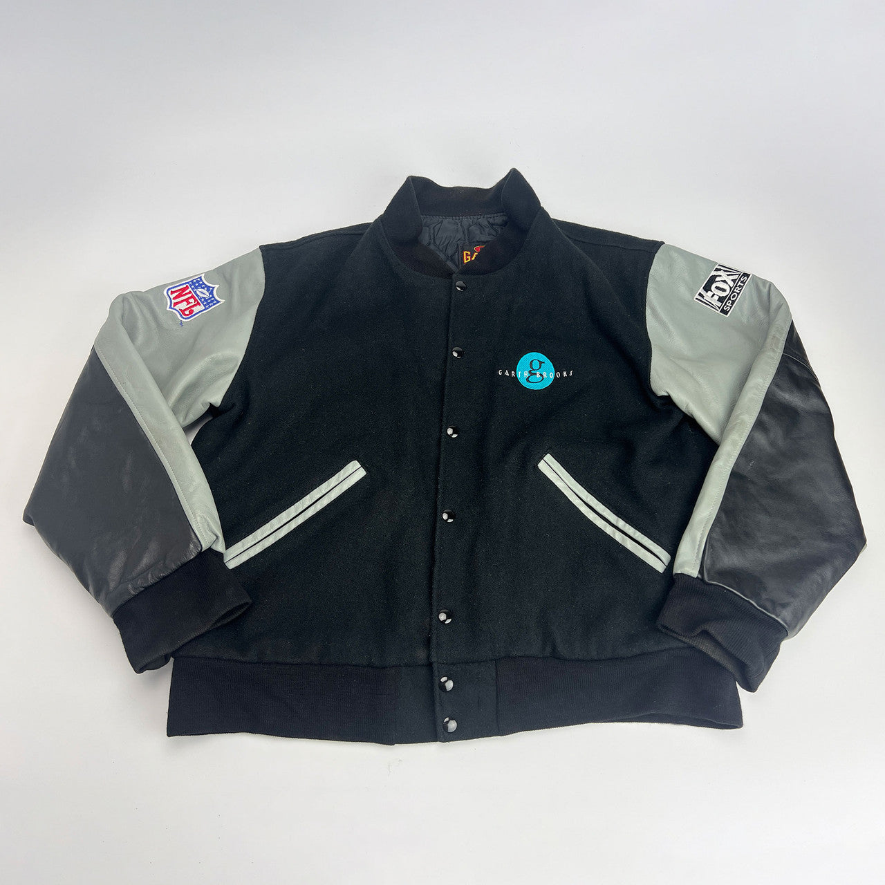 Vintage 90s Fox NFL Sunday Leather and Wool Varsity Letterman Jacket