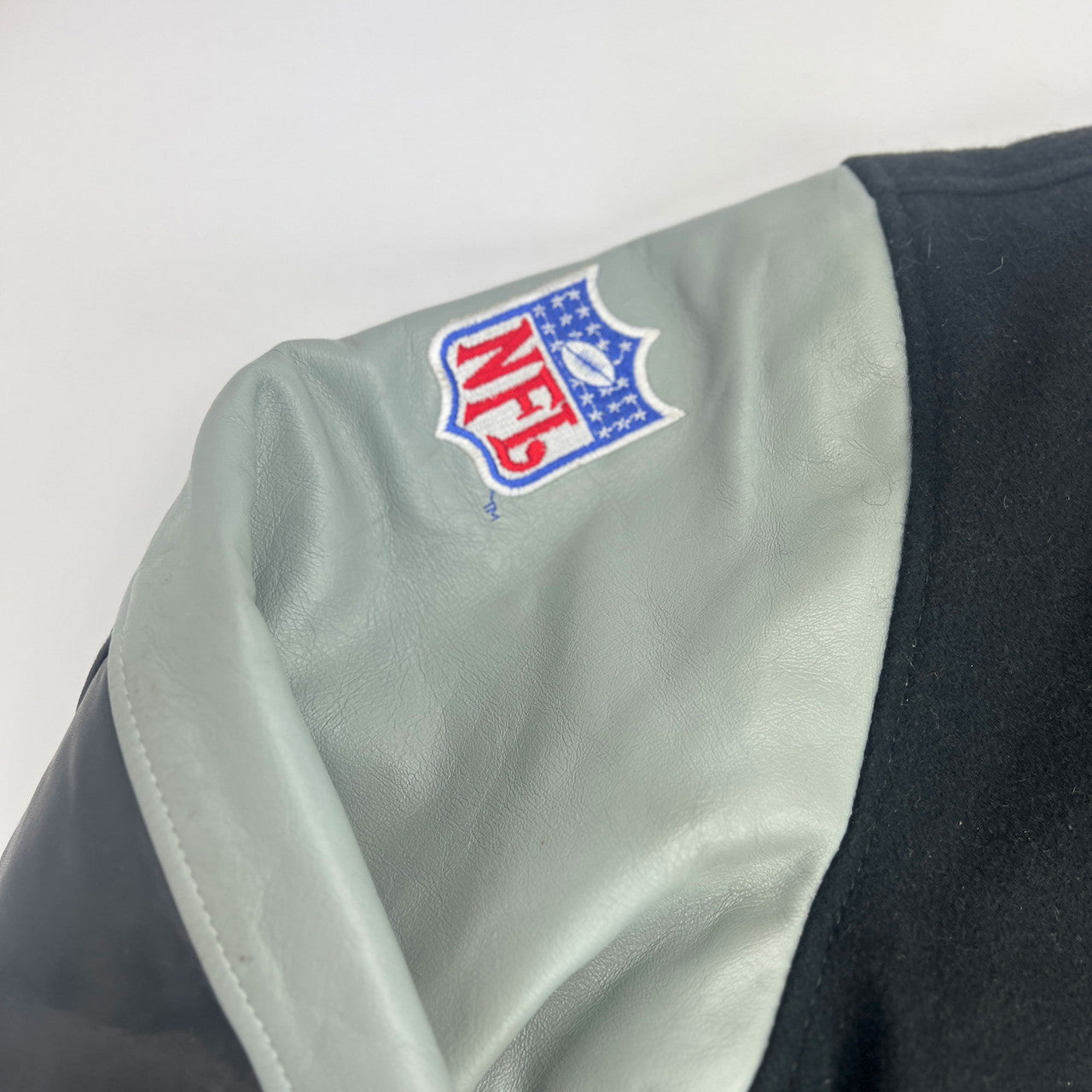 Vintage 90s Fox NFL Sunday Leather and Wool Varsity Letterman Jacket