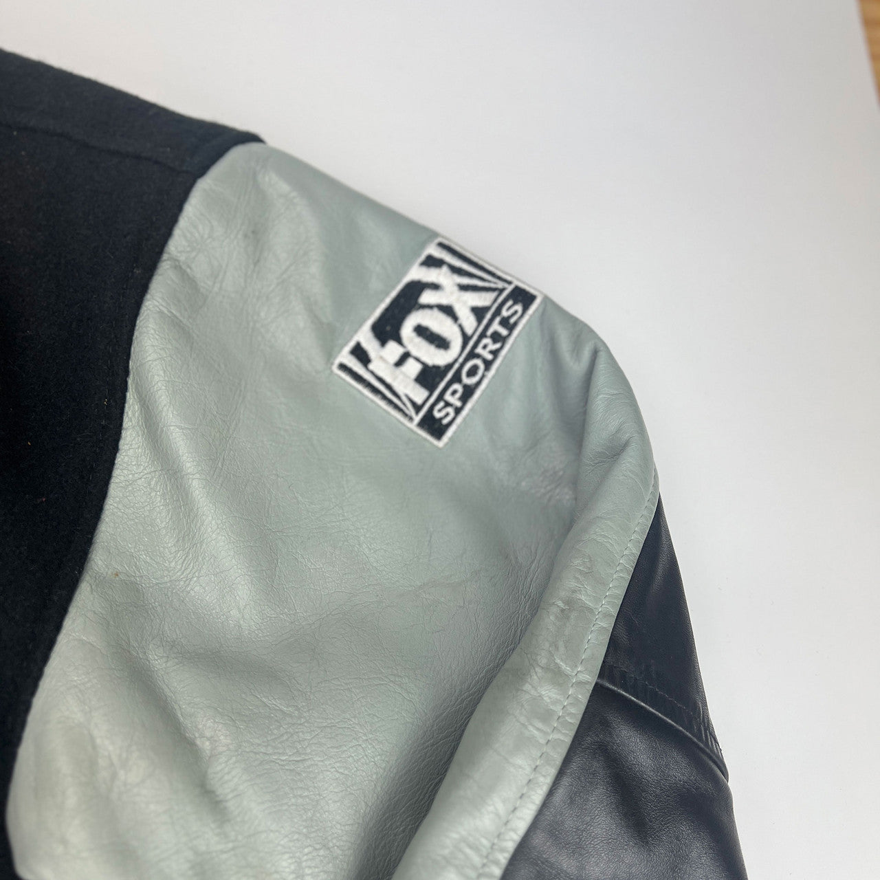 Vintage 90s Fox NFL Sunday Leather and Wool Varsity Letterman Jacket