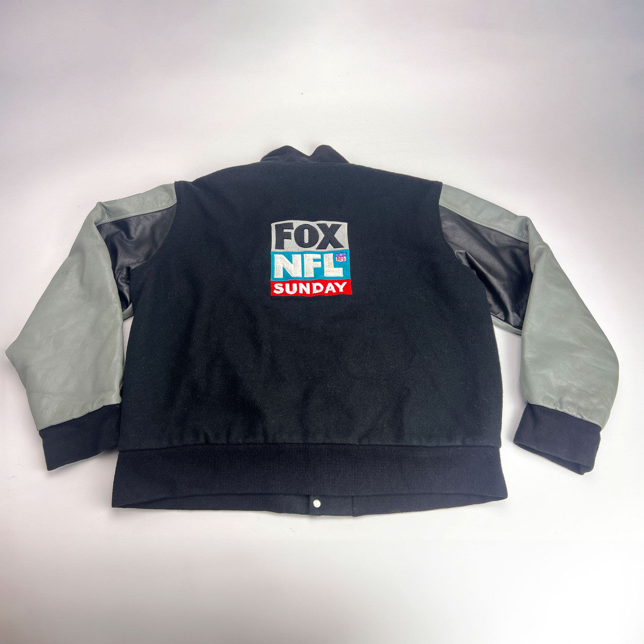 Vintage 90s Fox NFL Sunday Leather and Wool Varsity Letterman Jacket