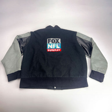 Vintage 90s Fox NFL Sunday Leather and Wool Varsity Letterman Jacket
