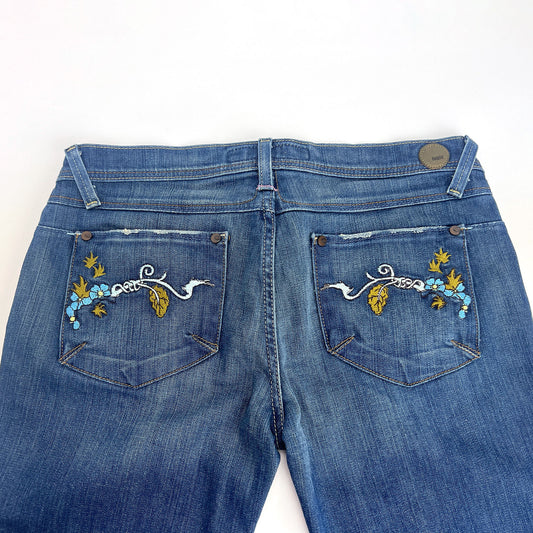 Vintage Indie Designs Floral Embroidered Stonewashed Boho Jeans Size 29
