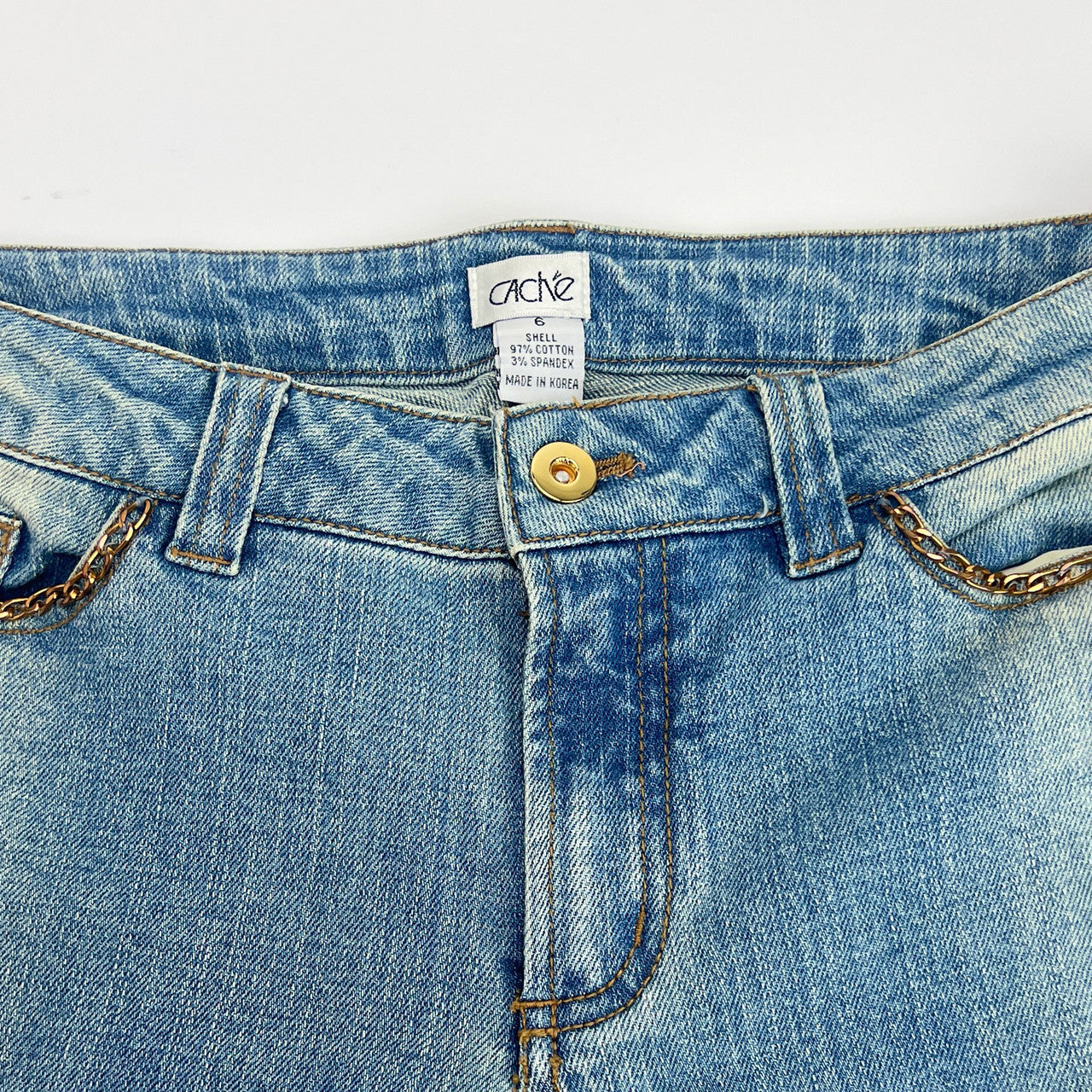 Vintage Cache Flair Light Wash Jeans with Chain Detail Size 6