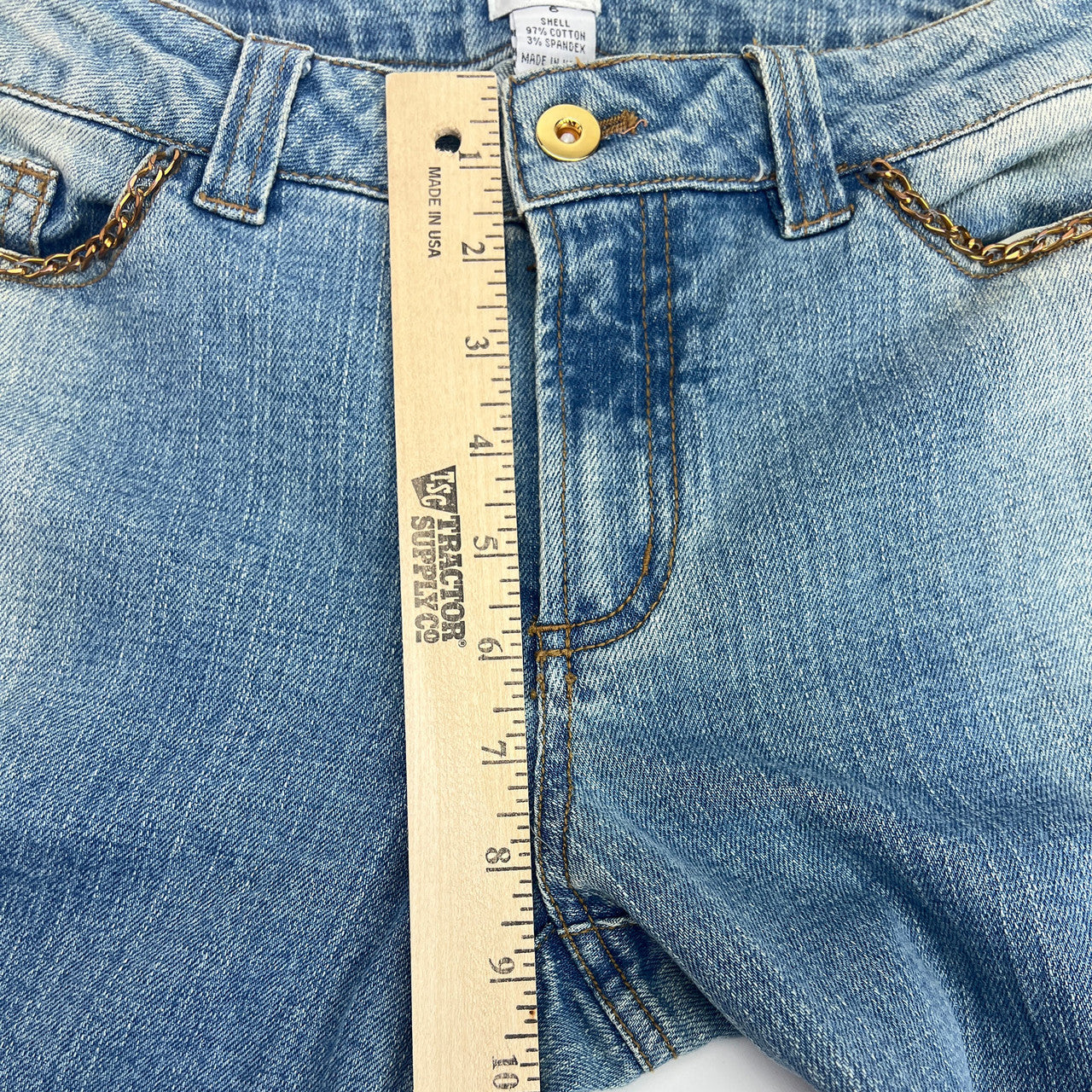 Vintage Cache Flair Light Wash Jeans with Chain Detail Size 6