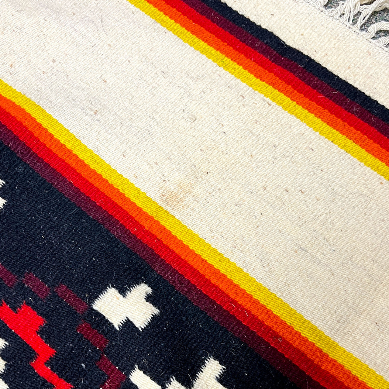 Vintage Mexican Wool Tapestry Bird Blanket Rug – Handwoven Reversible