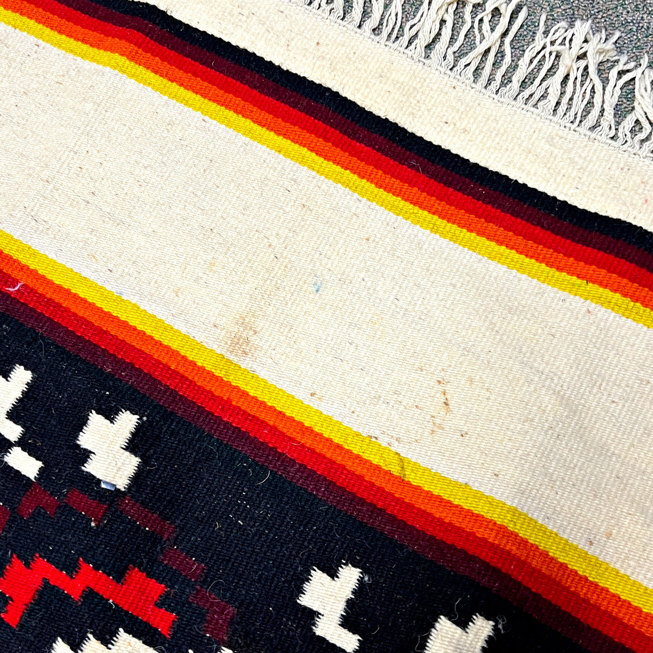 Vintage Mexican Wool Tapestry Bird Blanket Rug – Handwoven Reversible