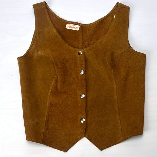 Vintage Suede Western Vest Snap Front Womens Small