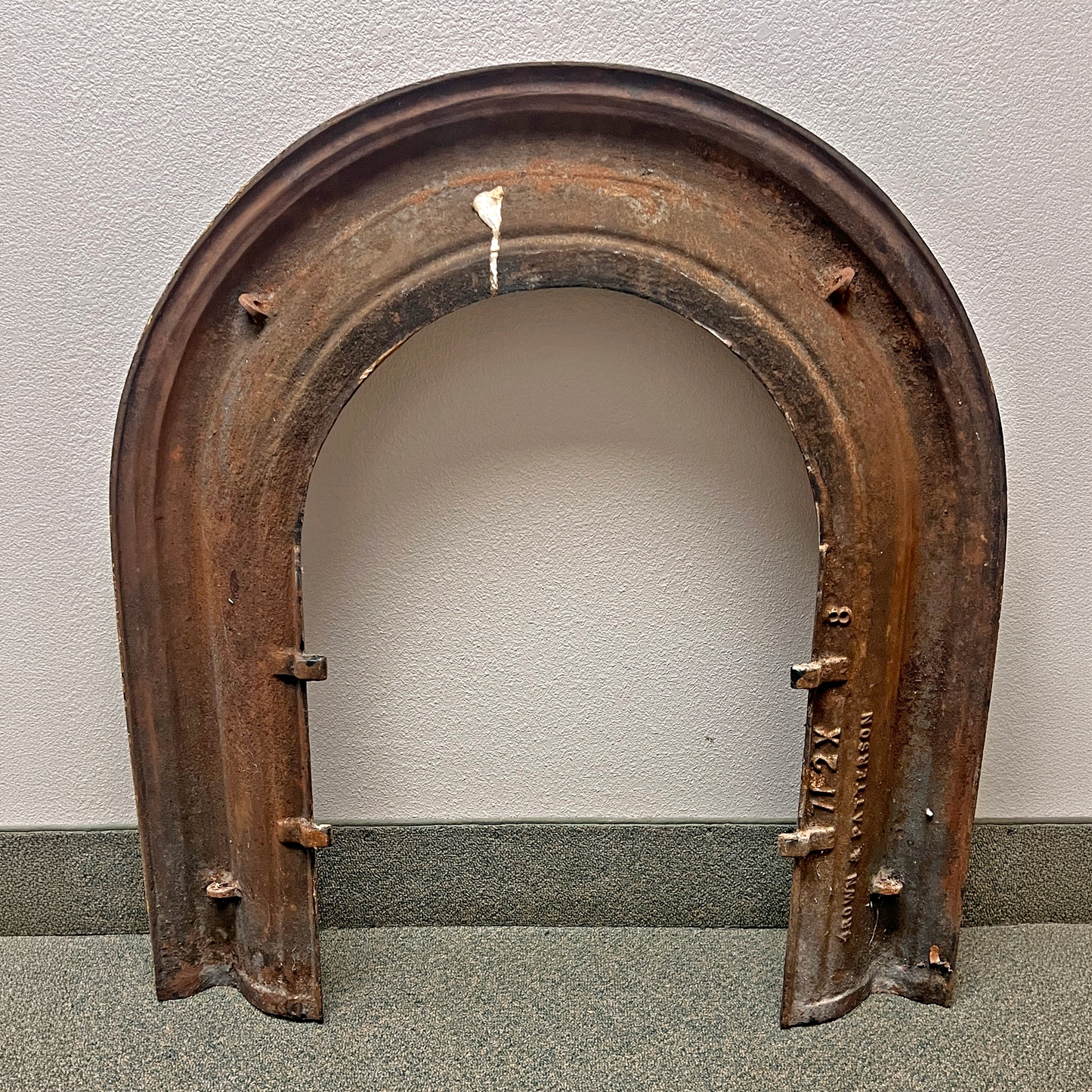 Antique Cast Iron Arched Fireplace Surround Insert Victorian Salvage