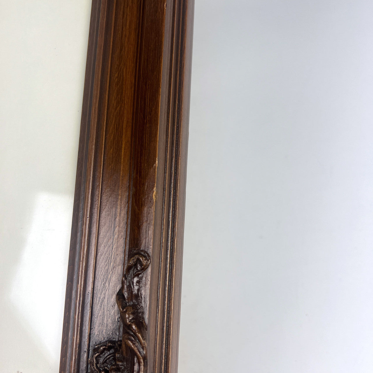 Victorian Framed Portraits Pair Man Woman in Wood Frames