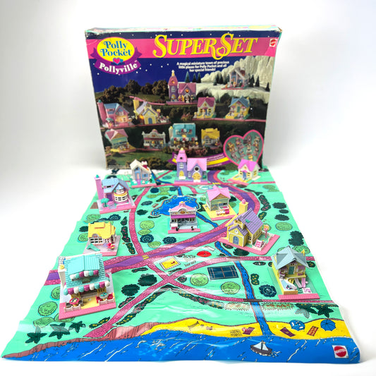 Polly Pocket Pollyville Super Set Complete With Box Lights Working