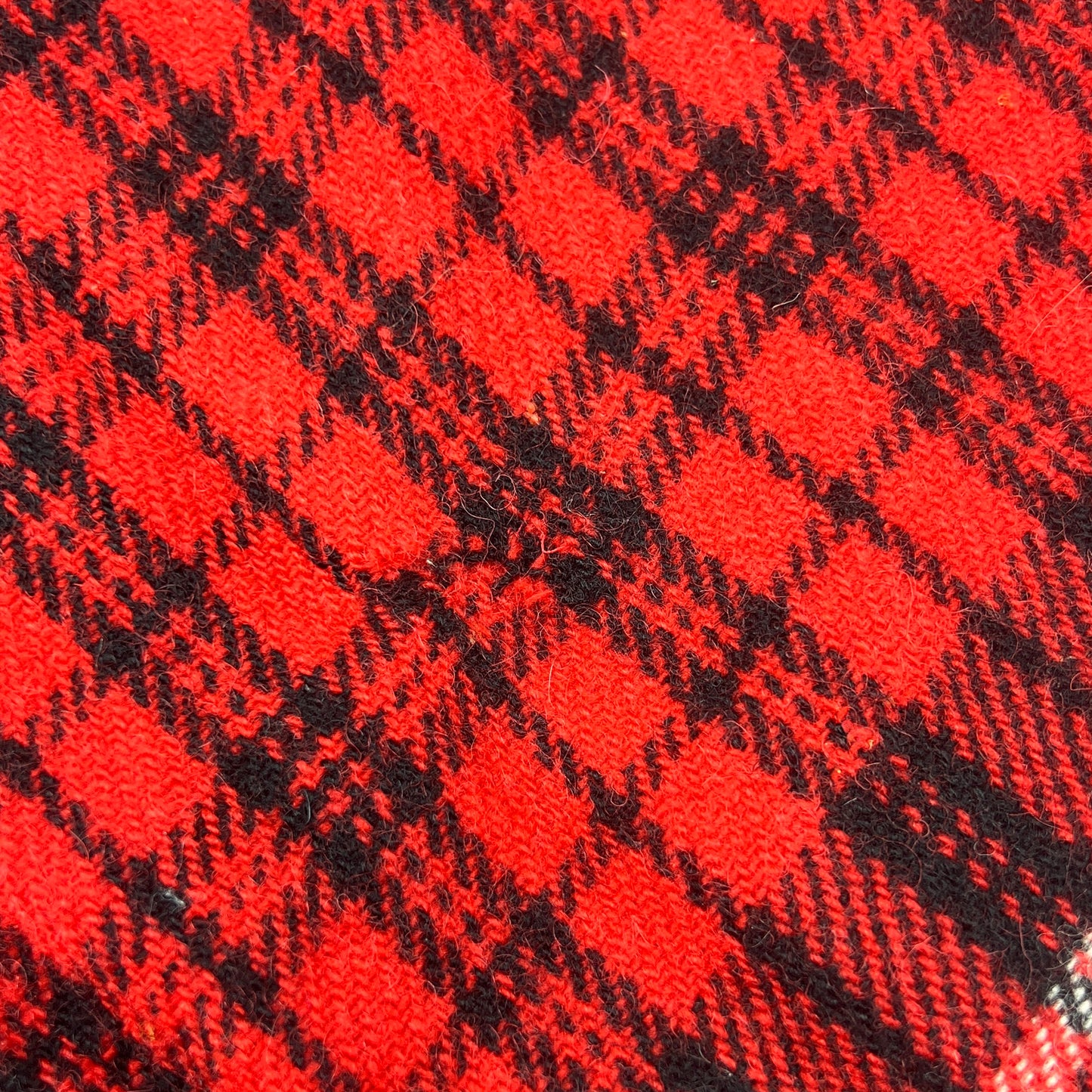1990s Ralph Lauren Red Black Wool Blanket 90x90 Full Size