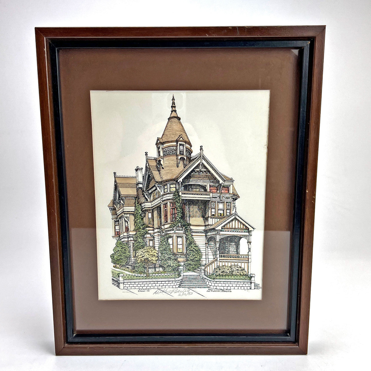 Debbie Patrick Signed 1983 Print San Francisco Victorian Lillienthal House Framed