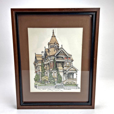 Debbie Patrick Signed 1983 Print San Francisco Victorian Lillienthal House Framed