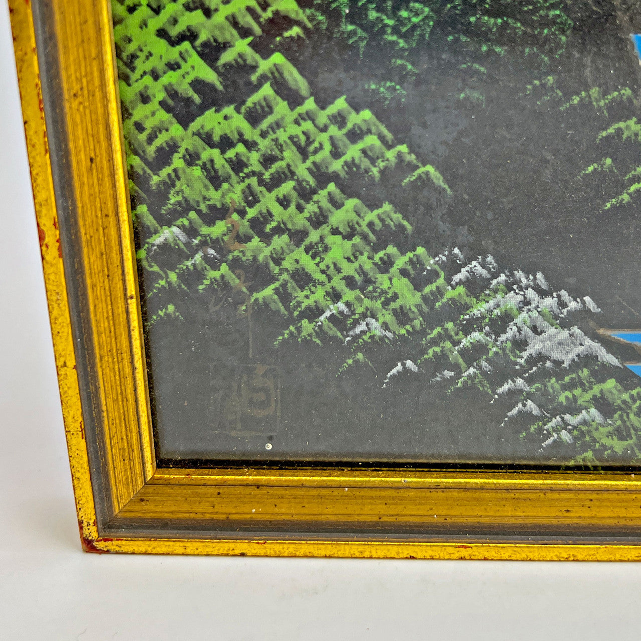 MCM Japanese Mount Fuji Framed Woodblock Style Print Framed 17.5”x16.5”
