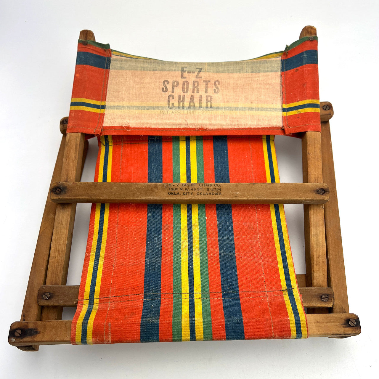 2 Vintage 1940s Folding  Canvas & Wood Stadium Chairs Sports Seats