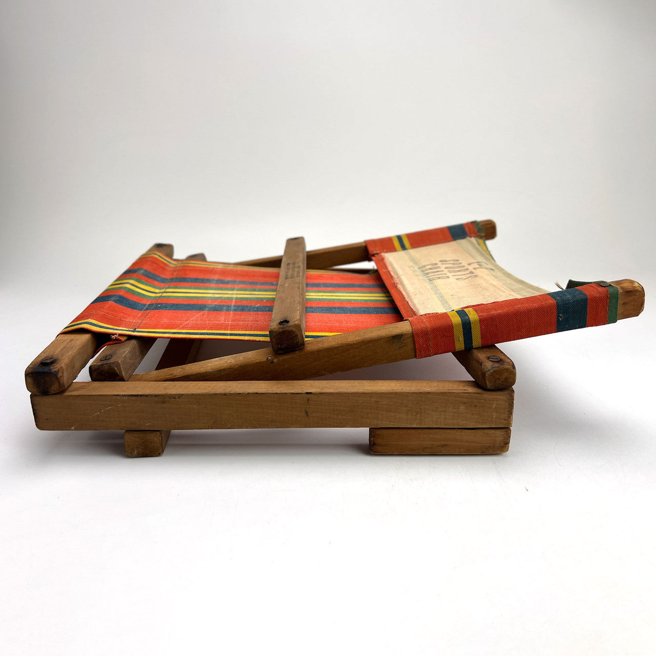 2 Vintage 1940s Folding  Canvas & Wood Stadium Chairs Sports Seats