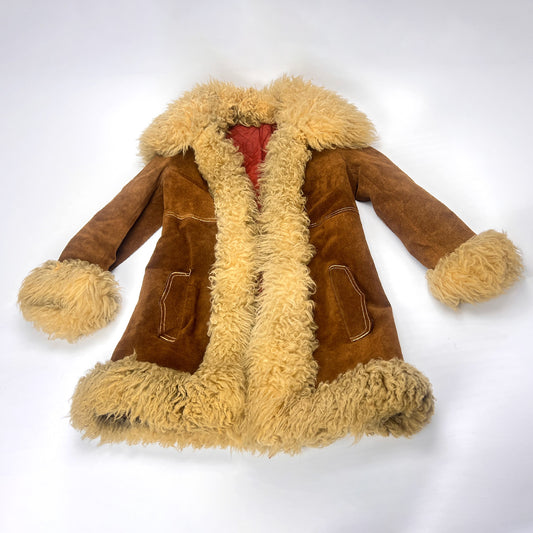 Vintage Penny Lane Suede Faux Shearling Long Coat Women's XS/S