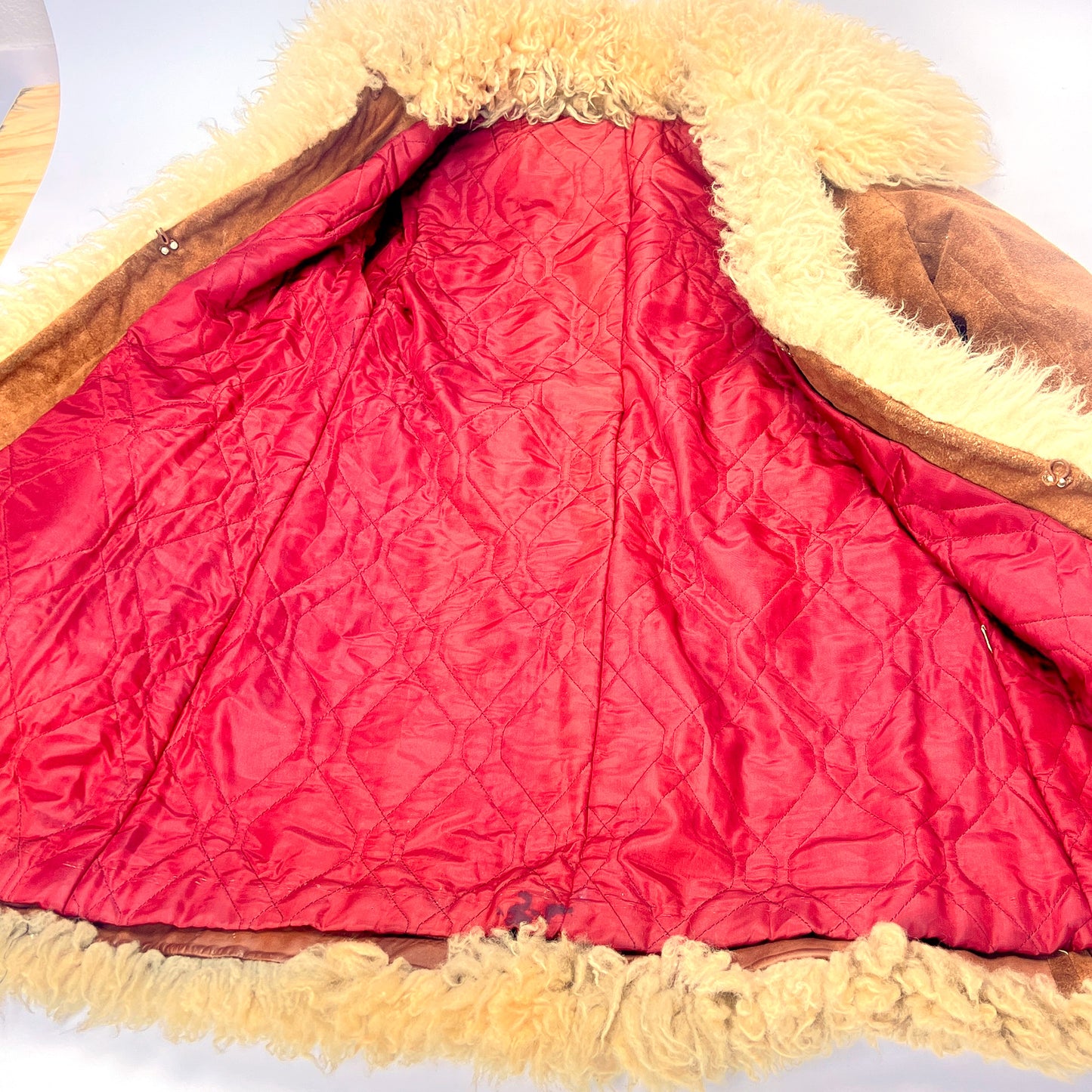 Vintage Penny Lane Suede Faux Shearling Long Coat Women's XS/S