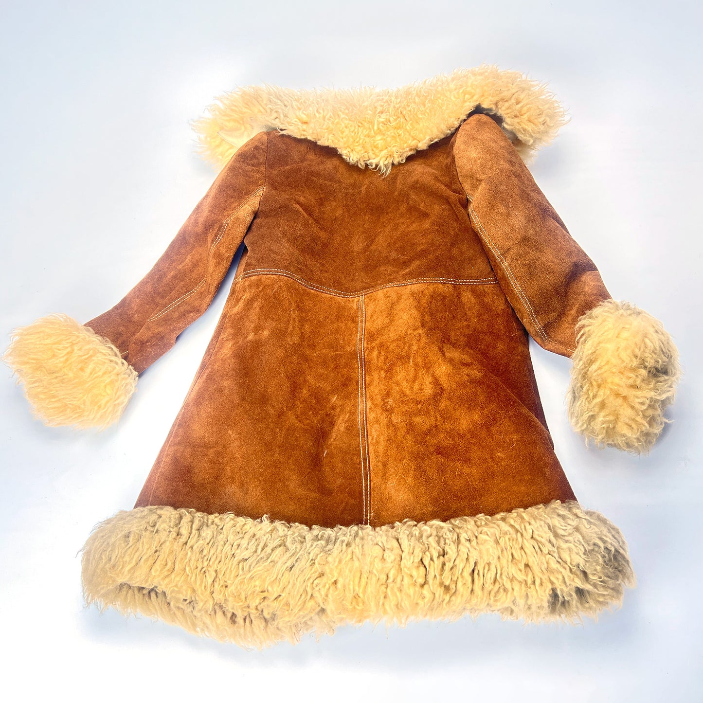 Vintage Penny Lane Suede Faux Shearling Long Coat Women's XS/S
