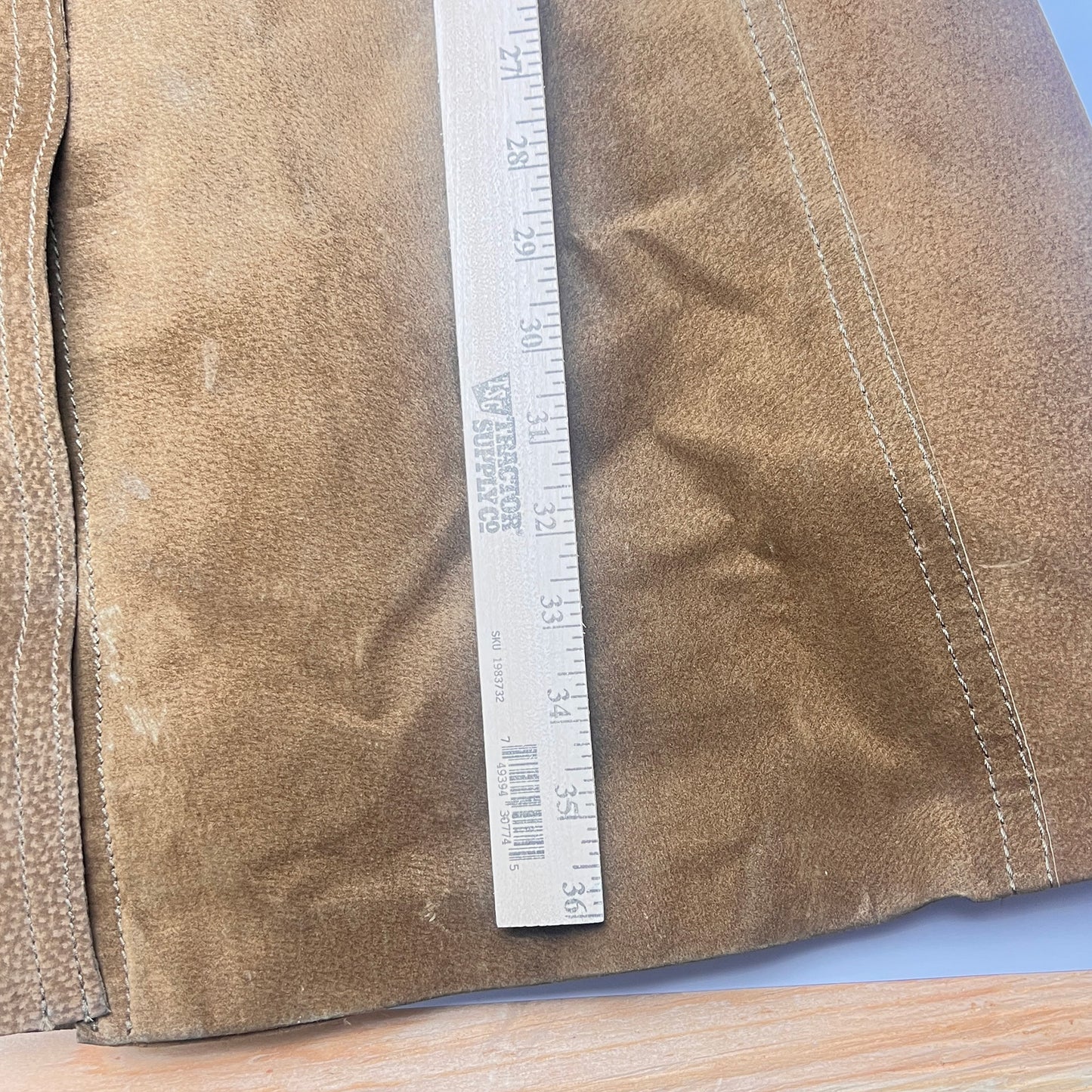 Vintage 70s Suede Long Coat Patch Pockets Women's XS