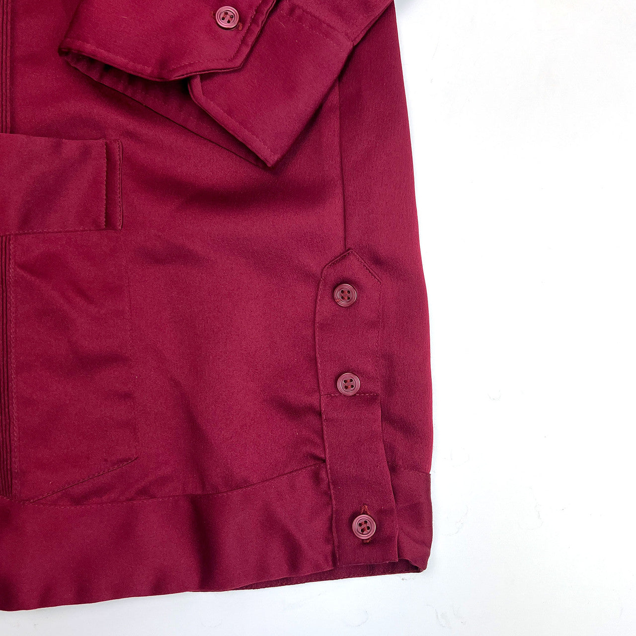 Vintage Guayabera Copacabana Satin Shirt, Men's XXL, Burgundy, 1990s Mexico