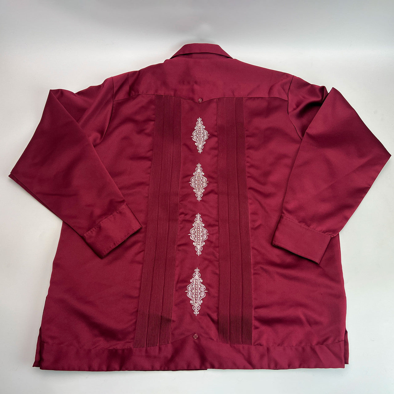 Vintage Guayabera Copacabana Satin Shirt, Men's XXL, Burgundy, 1990s Mexico