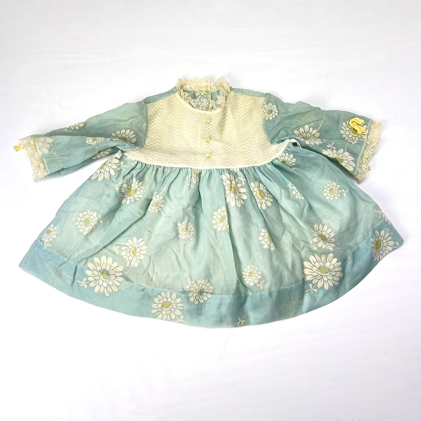 Vintage Patti Playpal 35" Doll Outfit Blue Yellow Floral Dress Ribbon Details
