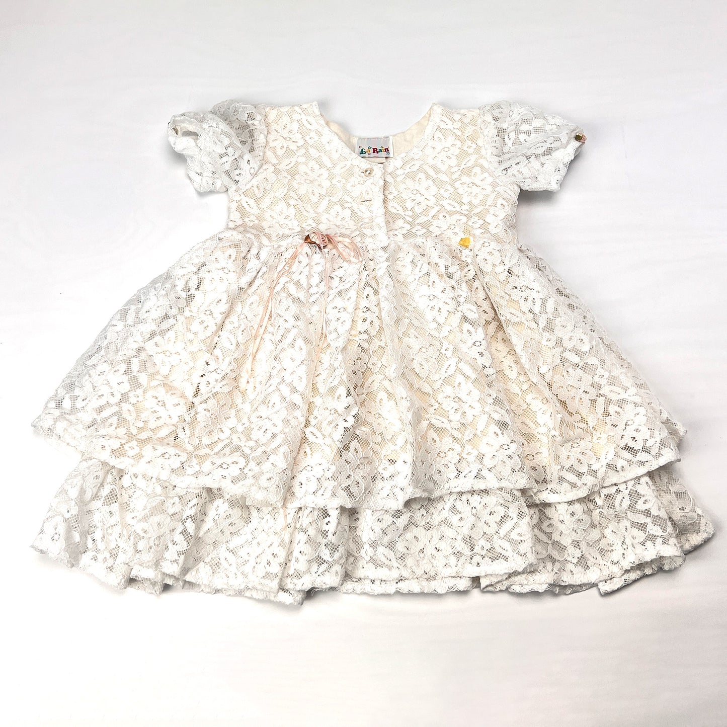 Vintage Patti Playpal 35" Doll White Lace Dress Floral Ribbon Detail
