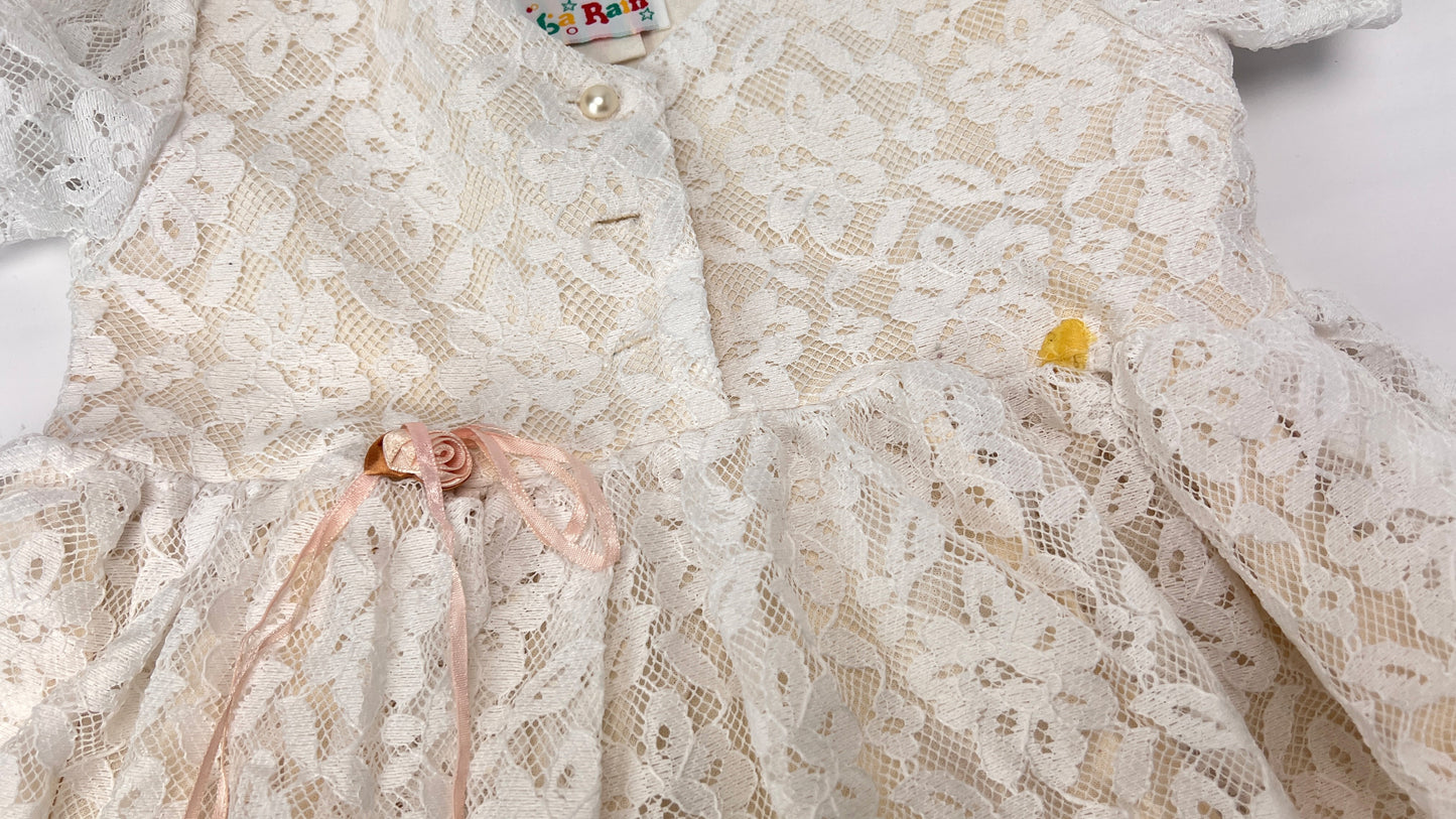 Vintage Patti Playpal 35" Doll White Lace Dress Floral Ribbon Detail