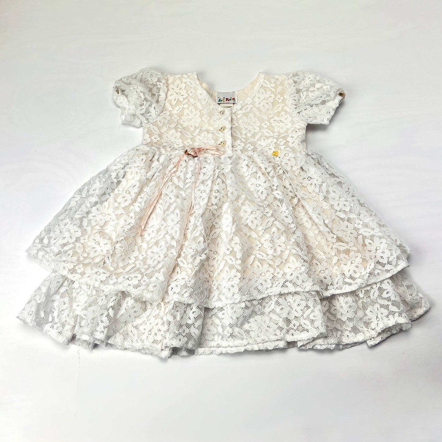 Vintage Patti Playpal 35" Doll White Lace Dress Floral Ribbon Detail