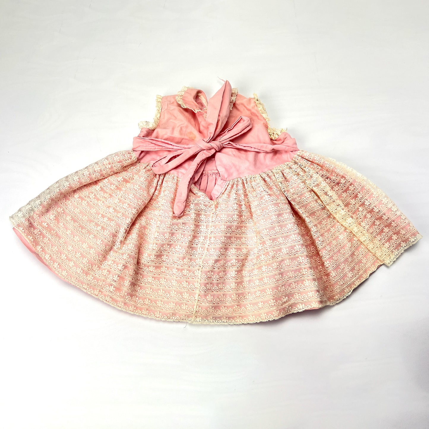 Vintage Patti Playpal 35" Doll Dress Pink Off-White Lace