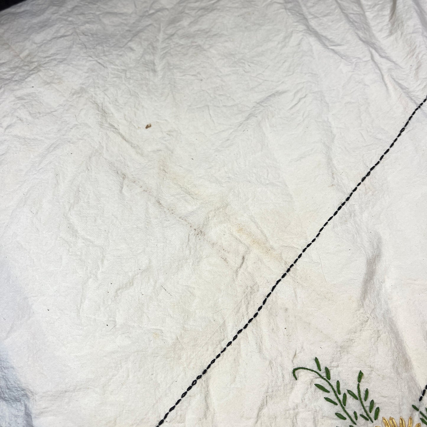 Vintage Embroidered Sunflower Tablecloth Cotton 80x100 Floral