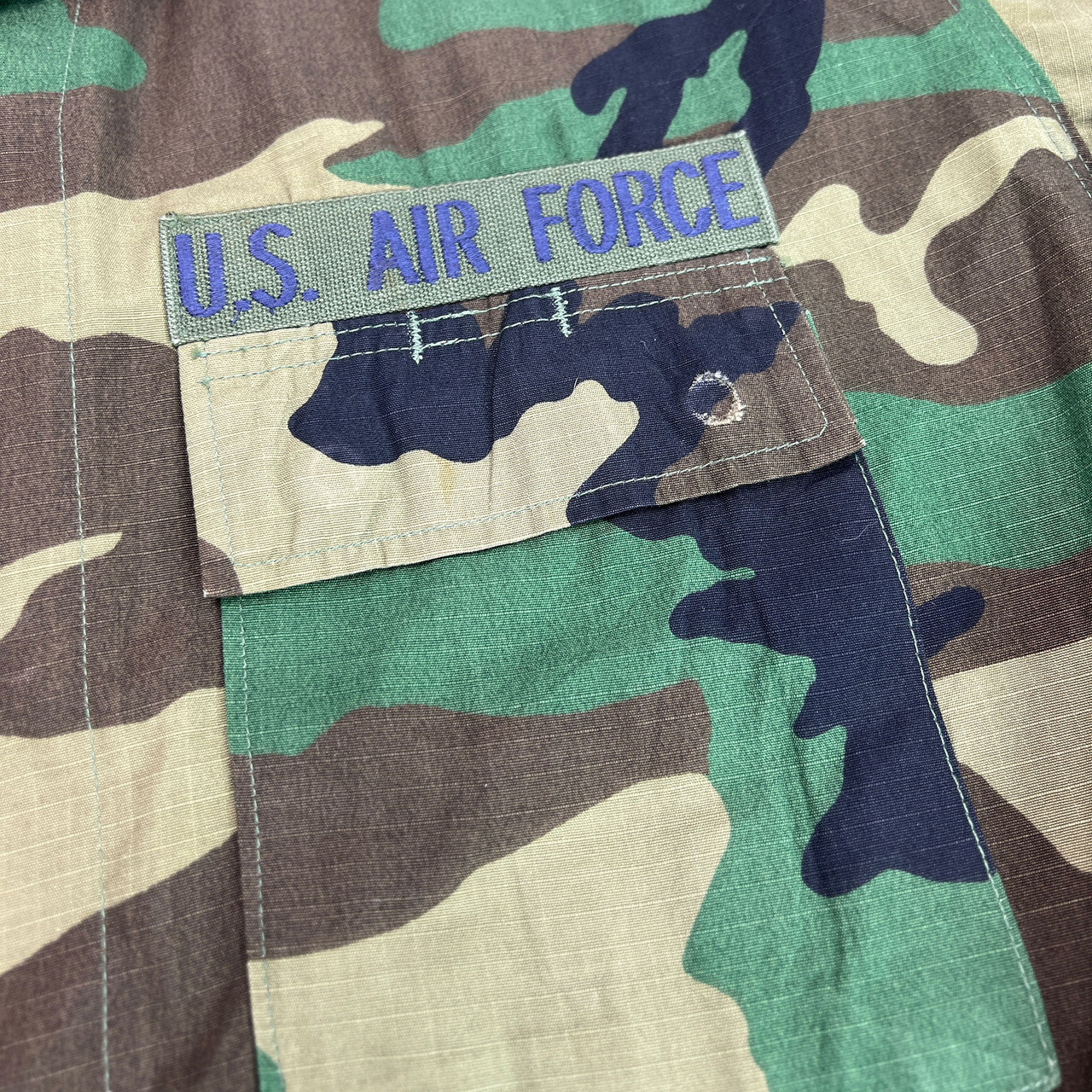 Vintage U.S. Air Force Woodland Camouflage BDU Shirt Medium Regular SAC Patch